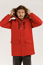 Чоловіча пухова парка з хутром єнота Finn Flare A19-22007-300 червона M