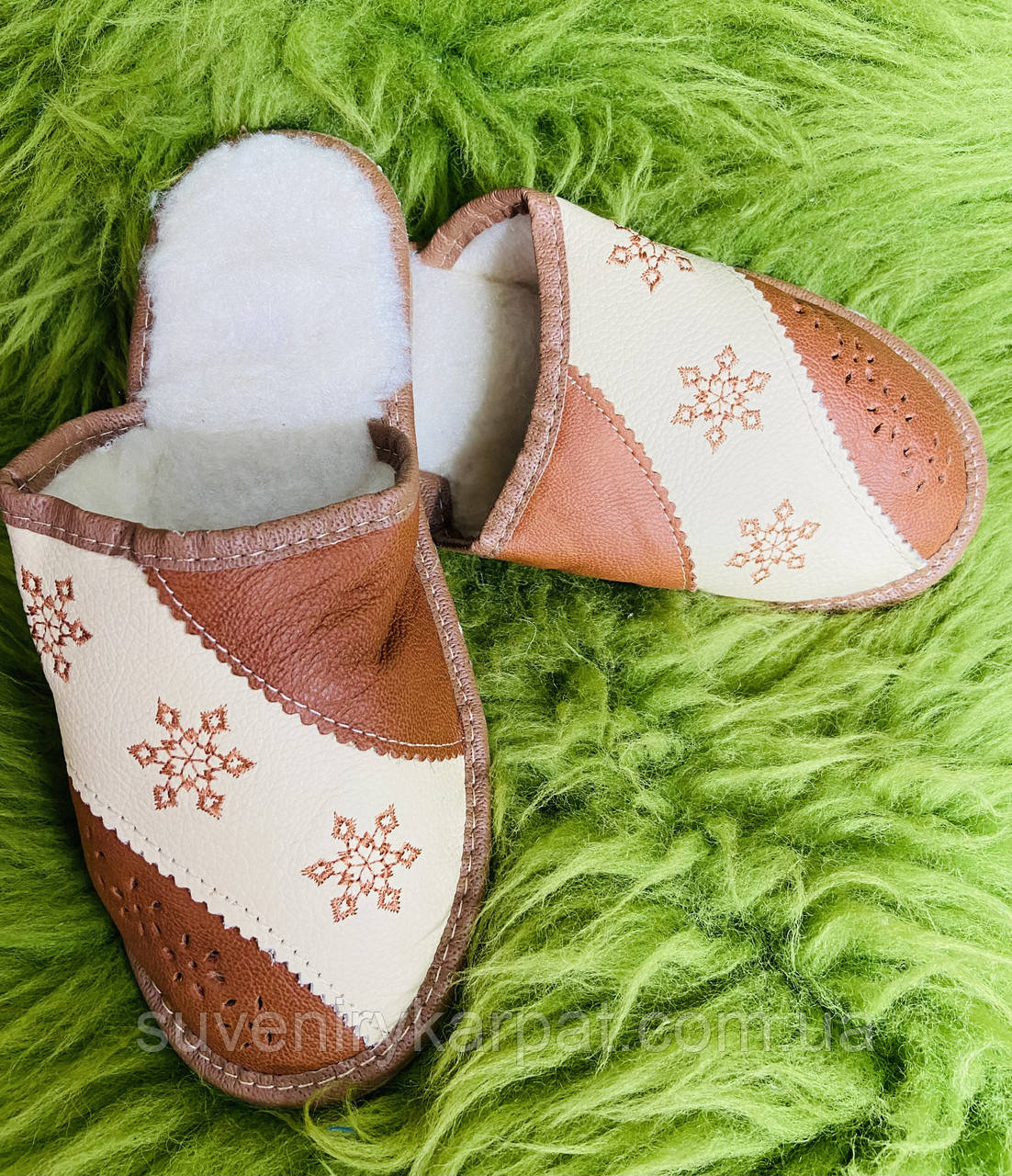 Домаші жіночі капці з овечої вовни 37 розмір, фото 1