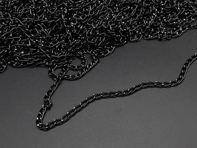 Ланцюжок (декоративна прикраса) для біжутерії. Колір Чорний. 3.5 мм