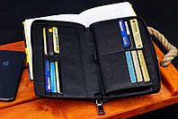 Чорний гаманець-клатч з блоком під картки під однією блискавкою з натуральної шкіри Marco Coverna B-5901Q, фото 8