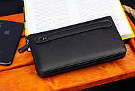 Чорний гаманець-клатч з блоком під картки під однією блискавкою з натуральної шкіри Marco Coverna B-5901Q, фото 10