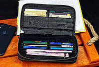 Чорний гаманець-клатч на дві блискавки із фактурної натуральної шкіри Marco Coverna MCJP-5902B, фото 8