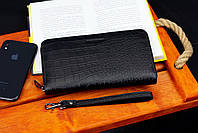Чорний гаманець-клатч на блискавці з блоком під картки із натуральної шкіри Marco Coverna MCJP-5901A, фото 7
