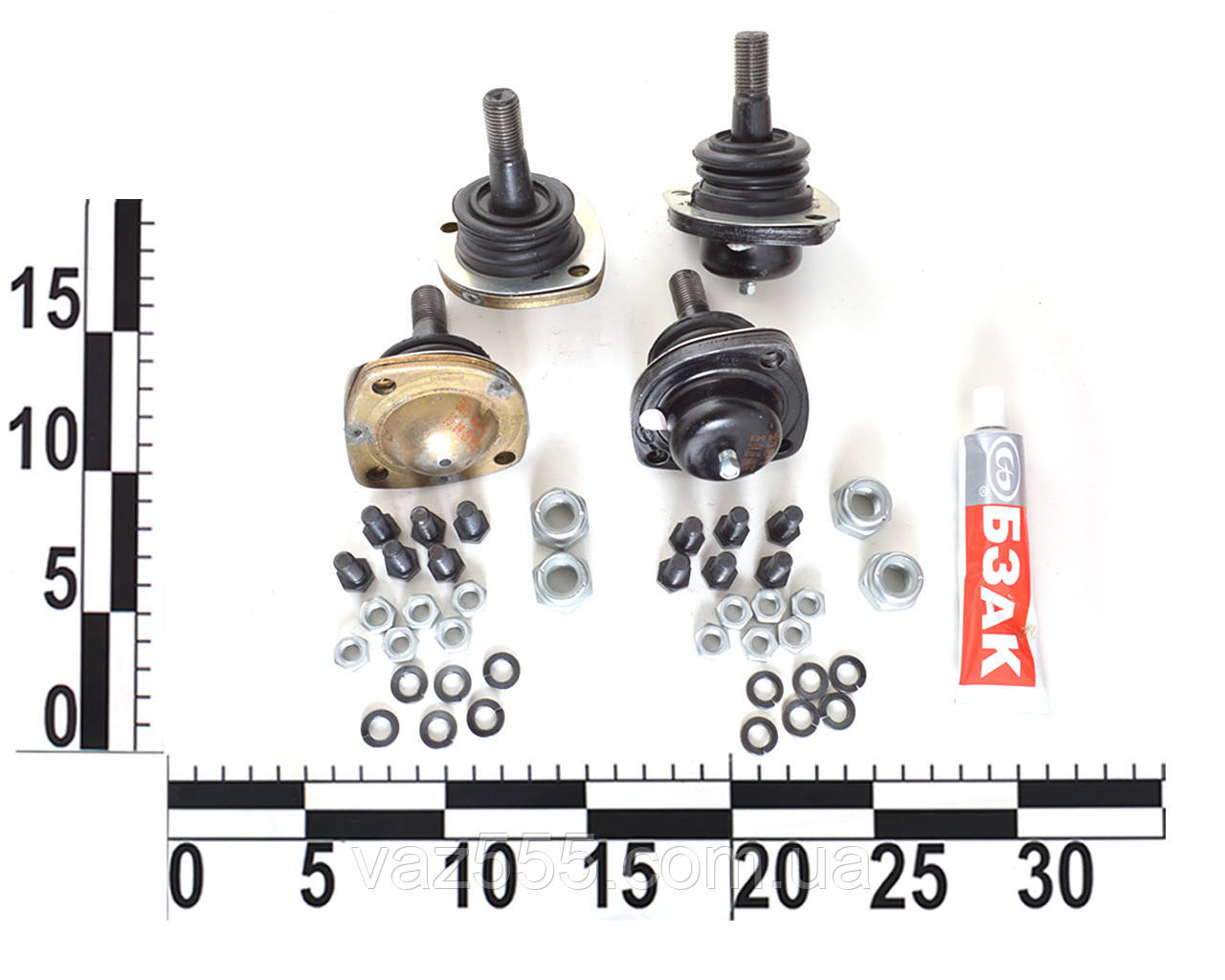 Опора шаровая ВАЗ 2101-07 комплект «БЗАК-Профи» (4 опоры, крепёж + смазка) - фото 2 - id-p1597910404