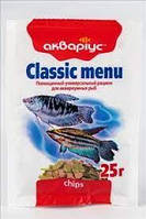Корм для рыб Аквариус классик меню чипсы упаковка 25 г