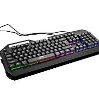 Провідна ігрова USB клавіатура XO KB-01 Metal з RGB підсвіткою, Black