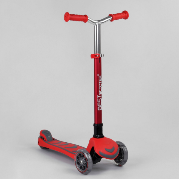 Дитячий складаний самокат триколісний Best Scooter Y-00325 алюмінієвий/колір червоний