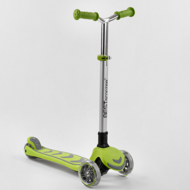 Дитячий складаний самокат триколісний Best Scooter Y-00436 алюмінієвий/колір салатовий, фото 1