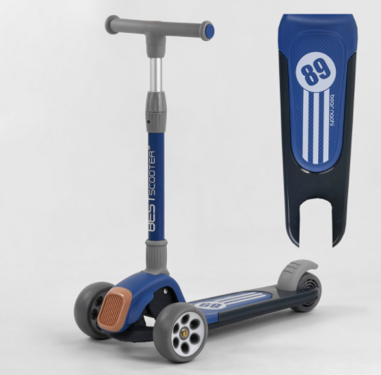 Складаний триколісний дитячий самокат Best Scooter RS-8999 трубка керма алюмінієва/синій, фото 1