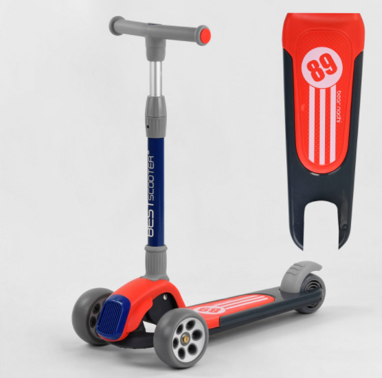 Складаний триколісний дитячий самокат Best Scooter RS-9119 трубка керма алюмінієва / червоний, фото 1