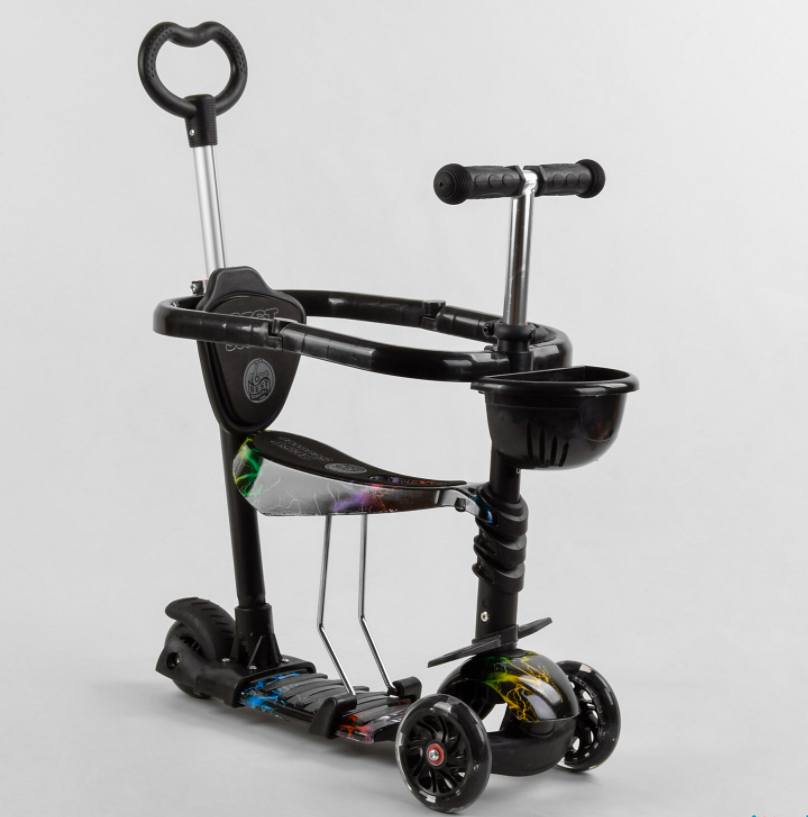 Дитячий триколісний самокат 5в1 Best Scooter S 8466 із захисним бортиком і батьківською ручкою, фото 1