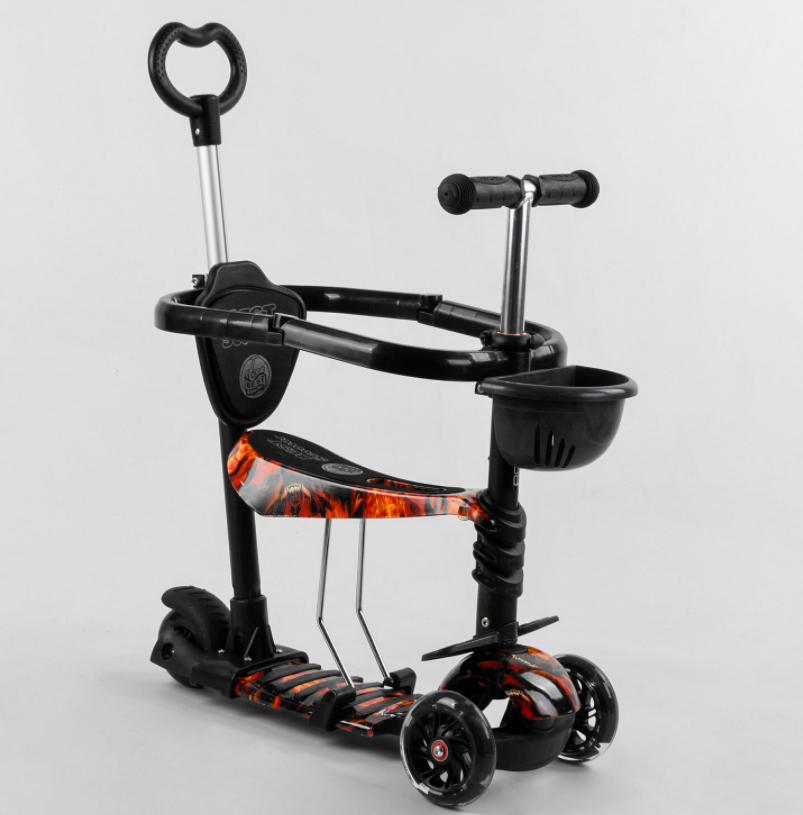 Дитячий триколісний самокат 5в1 Best Scooter S 8756 із захисним бортиком і батьківською ручкою, фото 1