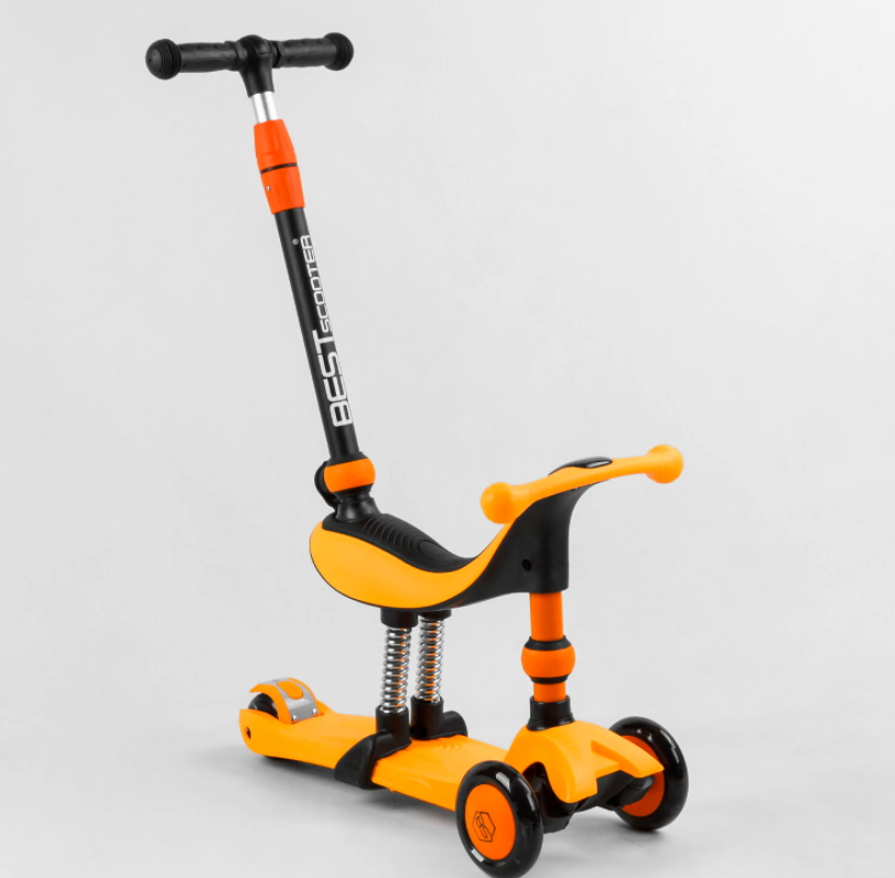Самокат-велобіг дитячий триколісний Best Scooter BS-50584 з батьківською ручкою та сидінням