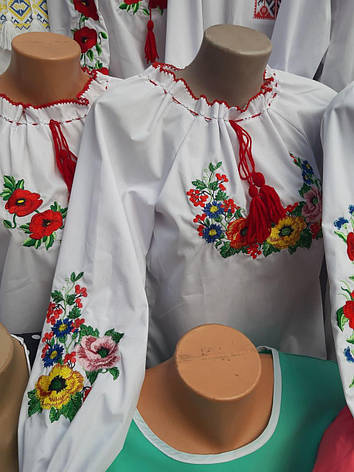 Сорочка вишиванка з різними квітами в білому кольорі 42, 44, 46, фото 2
