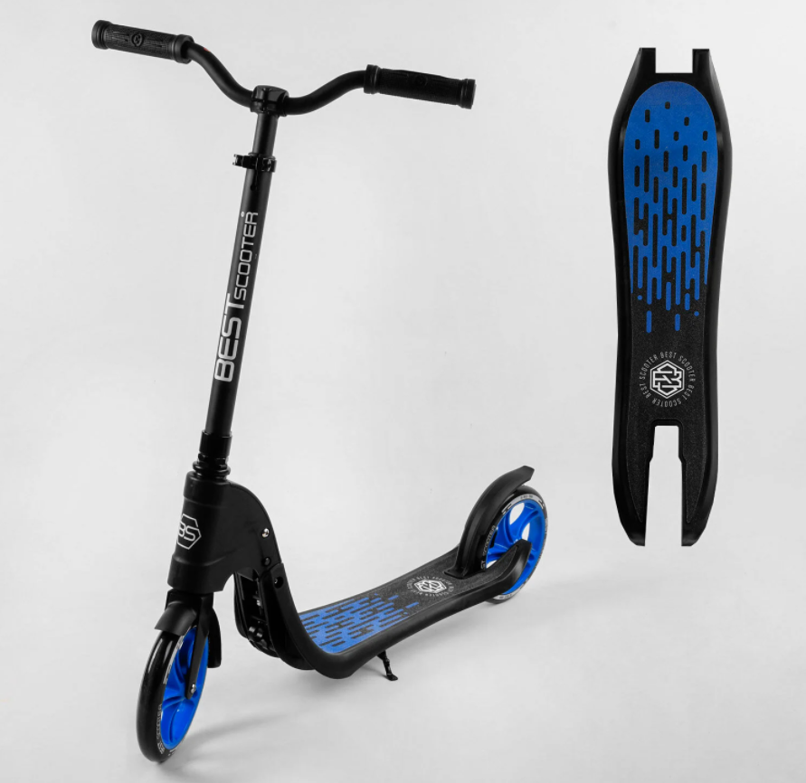 Дитячий двоколісний складаний самокат Best Scooter 79855 із широким велосипедним кермом/колір синій, фото 1