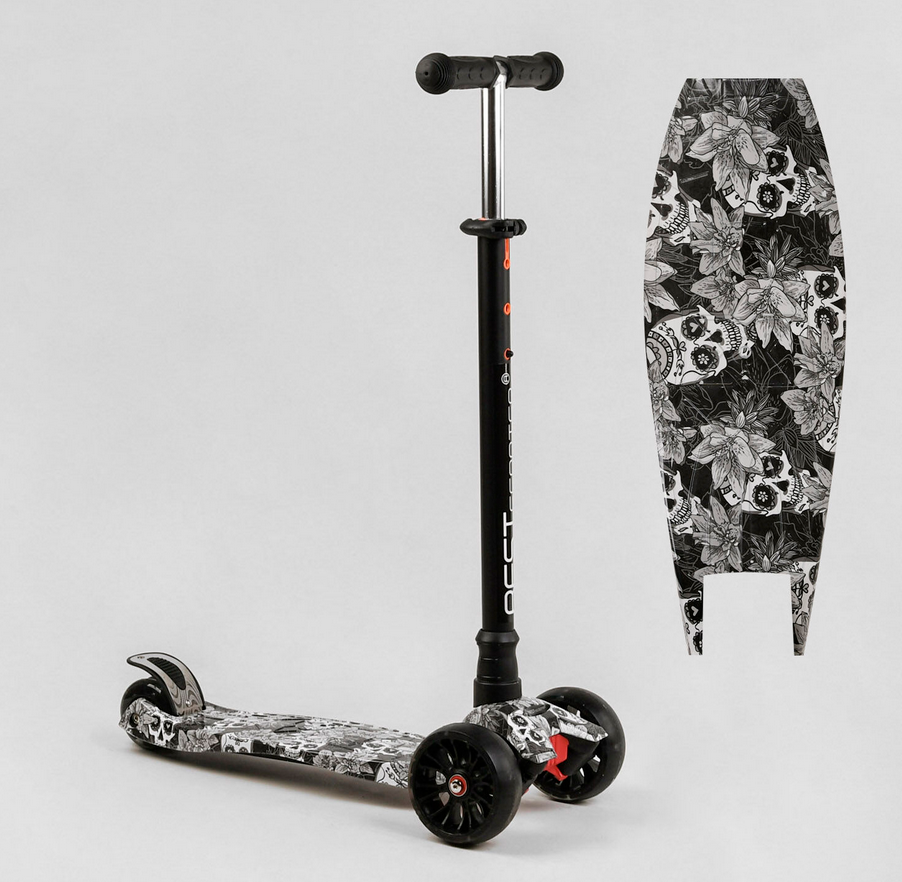 Дитячий триколісний самокат алюмінієвий Best Scooter MAXI S-12208 колеса світло/знімне кермо/сірий