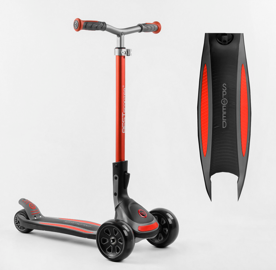 Дитячий триколісний СКЛАДНИЙ самокат Best Scooter G-43304 MAXI колеса світні/червоний