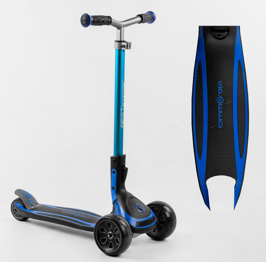 Дитячий триколісний СКЛАДНИЙ самокат Best Scooter G-21102 MAXI колеса світяться / синій