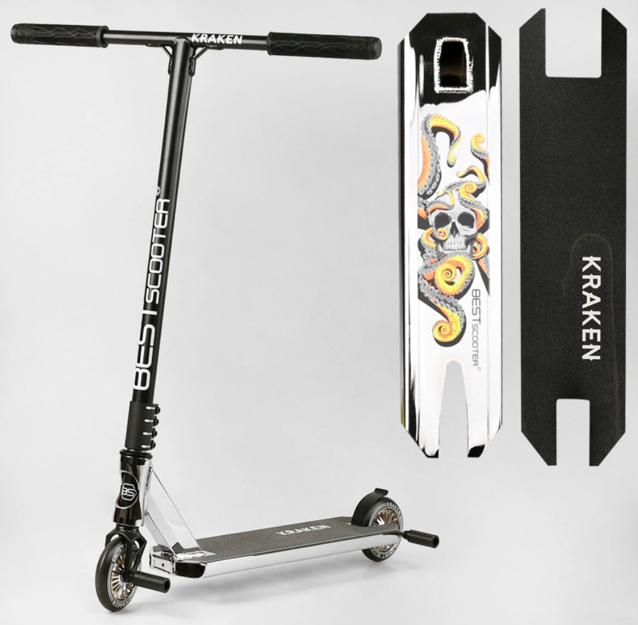 Трюковий двоколісний самокат Best Scooter KR-82080 "Kraken" HIC-система ПЕГІ Алюм. диск і дека АНОДИРОВАНИЙ