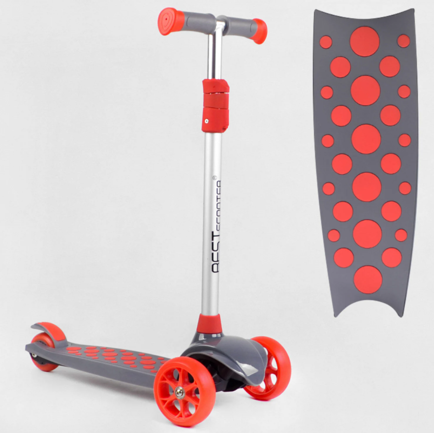 Самокат дитячий триколісний Складаний Best Scooter LK-52003 Світло деки коліс і дисків/Жовтогарячий
