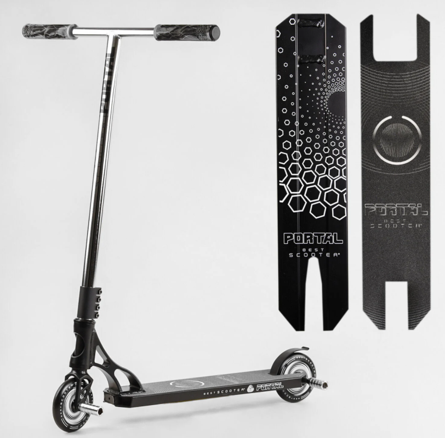 Трюковий самокат Best Scooter PL-81855 "Portal" HIC-система/алюмінієвий диск і дека/чорний