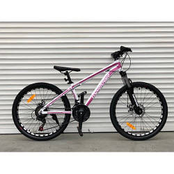 Cпортивний велосипед TopRider 680 колеса 26 дюймів/SHIMANO/Рама 17" алюміній/колір біло-рожевий