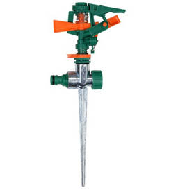 Зрошувач імпульсний 6-режимний FLO на кіл, до шланга 1/2", дальність — 24 м, ABS-пластик +цинк FLO (Польща)