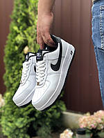 Мужские стильные демисезонные кроссовки белые с черным Nike Air Force прошитые,айр форс 44 45 46