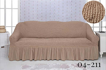 Чохол на диван з оборкою, натяжний, жатка-креш, універсальний, Concordia 04-200