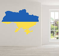Интерьерная виниловая наклейка на стену Карта Украины Флаг (самоклейка, оракал)