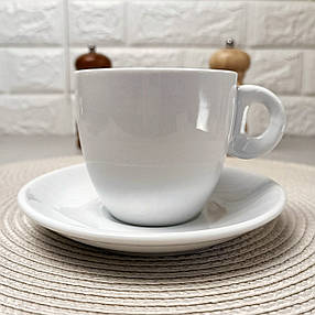 Біла чашка для чаю з блюдцем 210 мл, білий посуд для ресторанів, фото 1