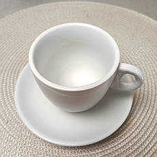 Біла чашка для чаю з блюдцем 210 мл, білий посуд для ресторанів, фото 3