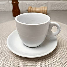 Біла чашка для чаю з блюдцем 210 мл, білий посуд для ресторанів, фото 4