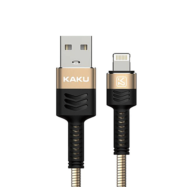 USB кабель Kaku KSC-069 USB - Lightning 1m, металева оплітка - Gold