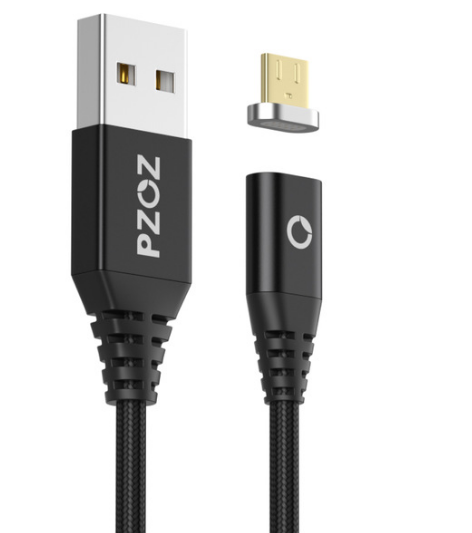 Кабель магнитный для зарядки телефона Pzoz MicroUSB Android 100см |2.4A| Черный - фото 1 - id-p1051192131