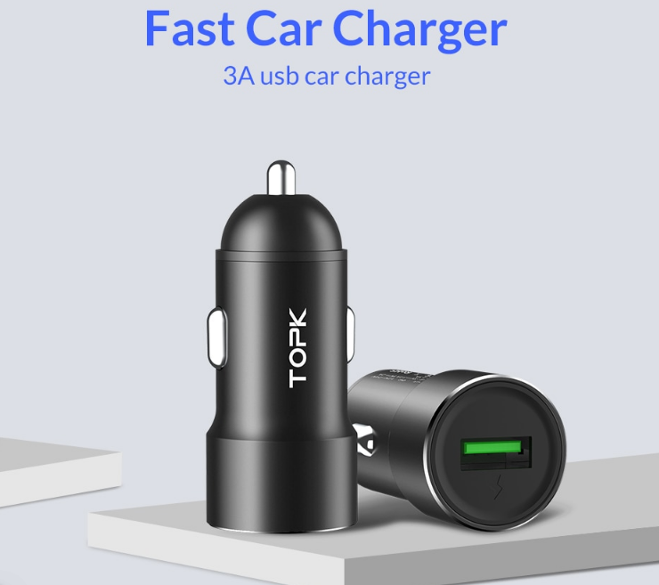 Автомобильное зарядное устройство TOPK с поддержкой Quick Charge 3.0 5V/3А QC3.0 АЗУ - фото 2 - id-p1051193080