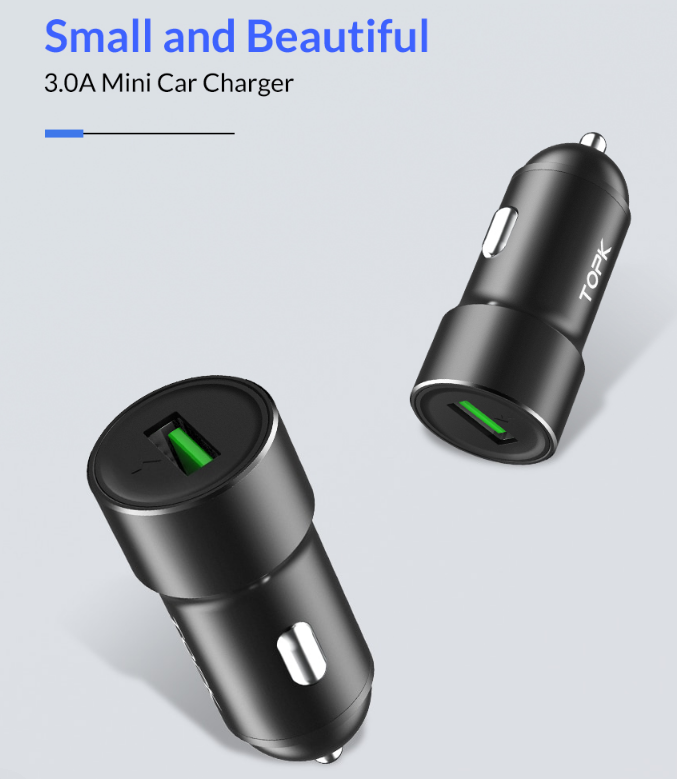 Автомобильное зарядное устройство TOPK с поддержкой Quick Charge 3.0 5V/3А QC3.0 АЗУ - фото 5 - id-p1051193080