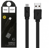 Кабель для зарядки телефона MicroUSB Android Hoco X5 Bamboo 100см Черный