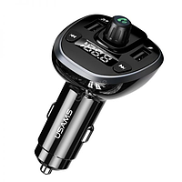 Автомобильный FM-Трансмиттер модулятор в машину Bluetooth USAMS FM Transmitter C21 |2USB, 3.4A| Черный