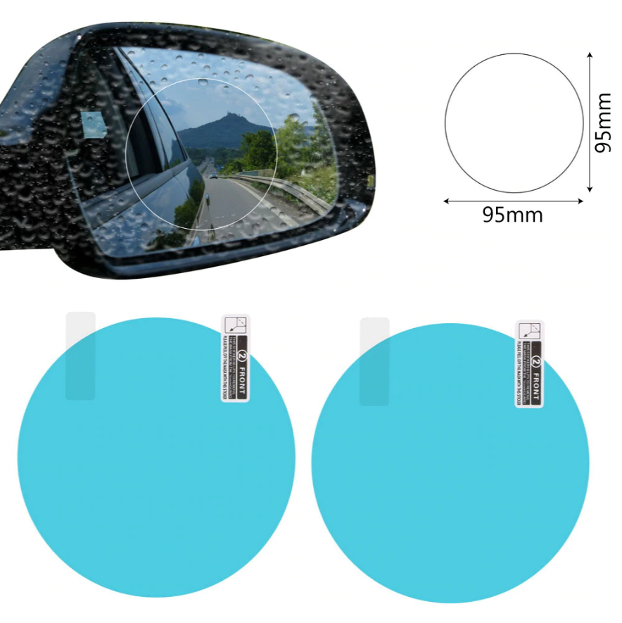 Наклейка антидождь для зеркал на автомобиль НА 2 ЗЕРКАЛА! 95мм х 95мм - фото 1 - id-p1051192265