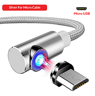 Угловой магнитный кабель Topk AM51 2.4А MicroUSB Silver