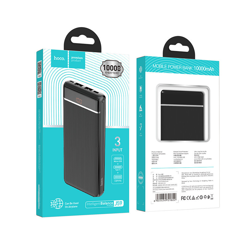 УМБ PowerBank HOCO J59 10000mAh |2USB/Type-C/Lightning, 2A| - фото 4 - id-p1144712320