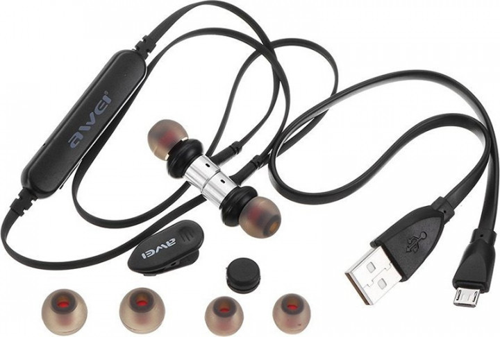 Беспроводные вакуумные наушники bluetooth с микрофоном для бега и для спорта AWEI B923BL - фото 4 - id-p1598036286
