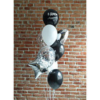 Гэлевые шарики набор композиция с черным шариком З Днем народження №43 FK-0043