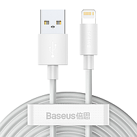 Кабель для зарядки телефона Lightning Apple iPhone BASEUS Simple Wisdom 150см |2.4A / 2шт| Белый TZCALZJ-02