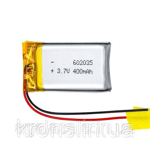 Акумулятор 602035 Li-pol 3.7В 400мАг для RC моделей DVR GPS MP3 MP4