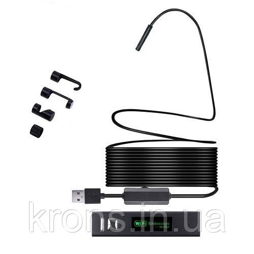 10м Wi-Fi / USB камера 1600x1200, 8мм, бороскоп ендоскоп, жорсткий кабель, фото 1