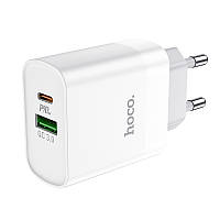 Зарядное устройство с быстрой зарядкой HOCO Rapido C80A |1USB/1Type-C, 3.1A/20W, QC/PD| Белый