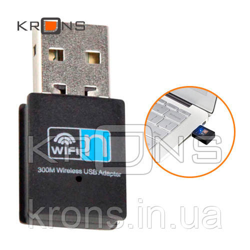 USB Wi-Fi адаптер 300Мб, 802.11 n, RTL8192EU, мікро