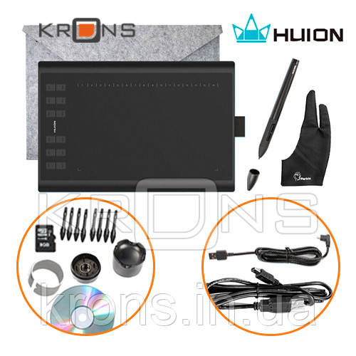 Графічний планшет ПРО з пером HUION New 1060 Plus 8192 суперкомплект